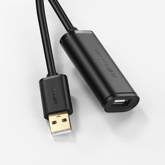 Ugreen aktives Verlängerungskabel USB-A (männlich) - USB-A (weiblich) USB 2.0 480Mbps 15m schwarz (US121)