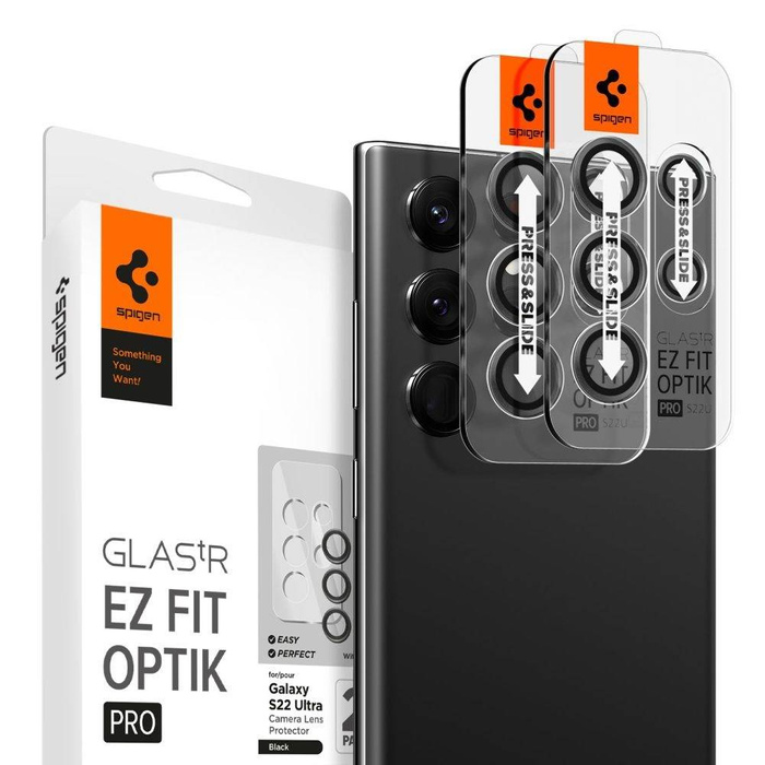 KAMERASCHUTZ Spigen GALAXY S22 ULTRA OPTIK.TR "EZ FIT" KAMERASCHUTZ 2ER-PACK SCHWARZ