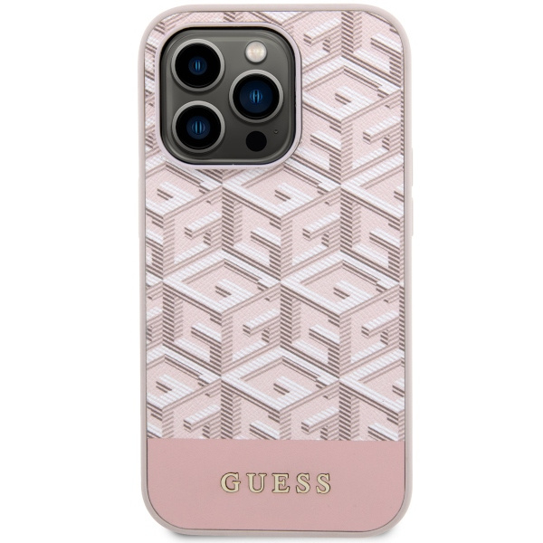Funda Guess GUHMP14XHGCFSEP iPhone 14 Pro Max 6.7" rosa/rosa duro case GCube Stripes MagSafe Case