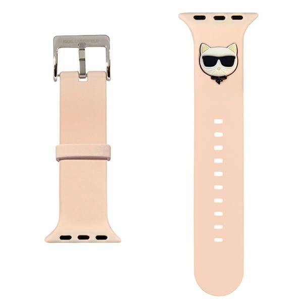 Karl Lagerfeld KLAWLSLCP Apple Watch Strap 42/44 / 45mm pink / pink strap Silicone Choupette Heads