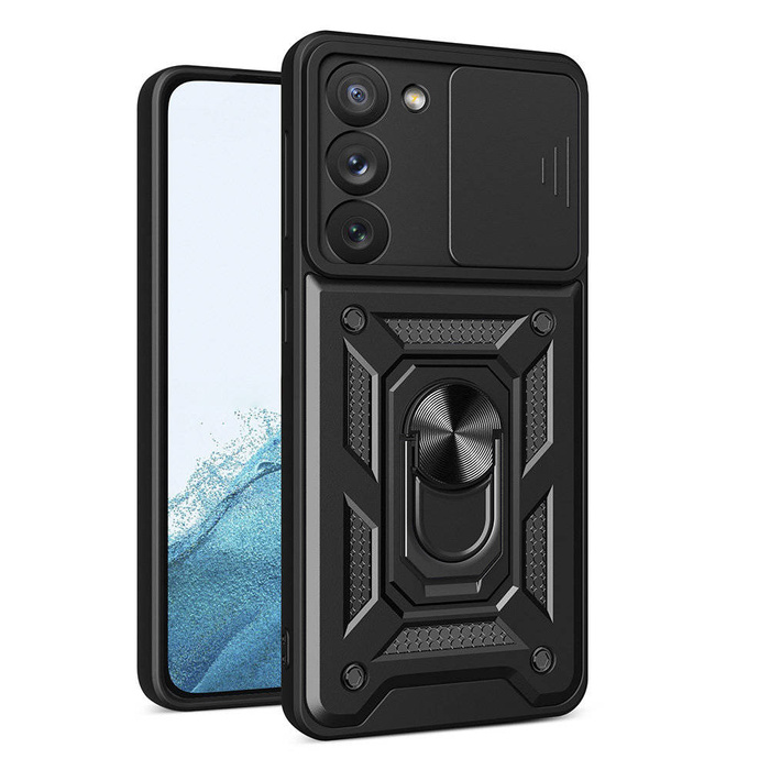 Coque Hybrid Armor Camshield pour Samsung Galaxy S23 coque blindée avec cache caméra noir