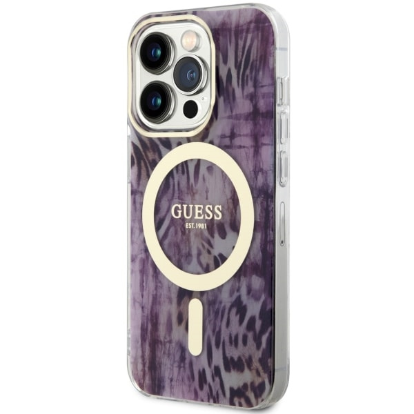Case Guess GUHMP14XHLEOPWP iPhone 14 Pro Max 6.7" pink/pink hardcase Leopard MagSafe Case