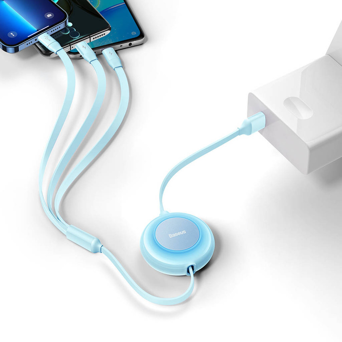 Baseus Bright Mirror 2 3en1 USB Tipo A - micro USB + Lightning + USB Tipo C 3.5A 1.1m azul (CAMJ010017)