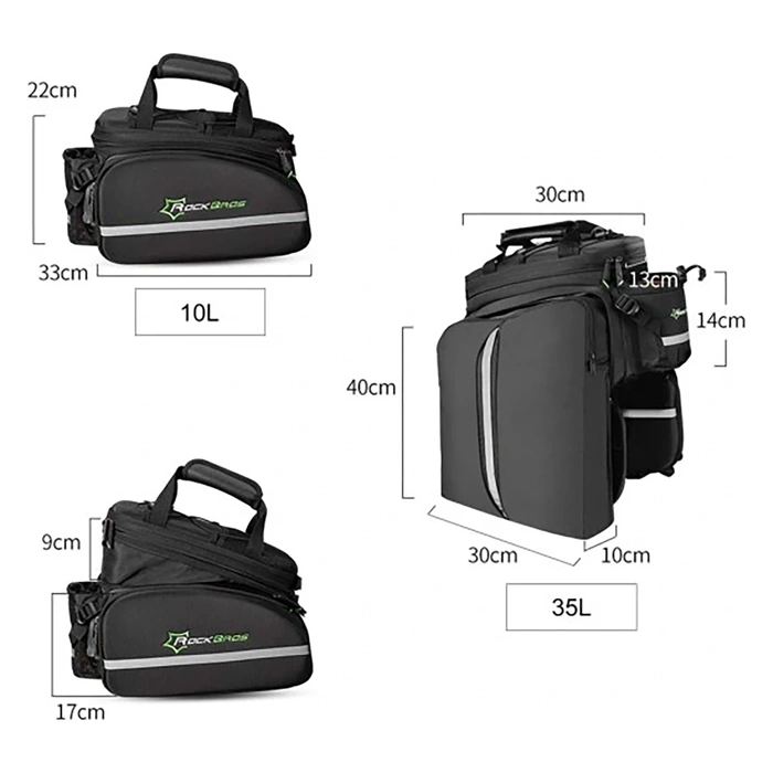 Rockbros A6-03BK bicycle bag for trunk 35 l with fold-out pockets - black