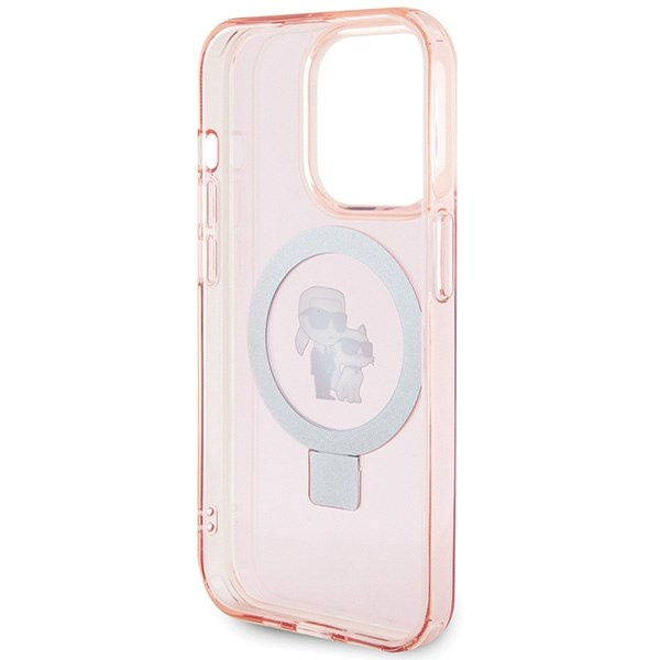 Coque Karl Lagerfeld KLHMP15LHMRSKCP iPhone 15 Pro 6.1" pink/pink hardcase Ring Stand Karl&amp;Choupettte MagSafe Case