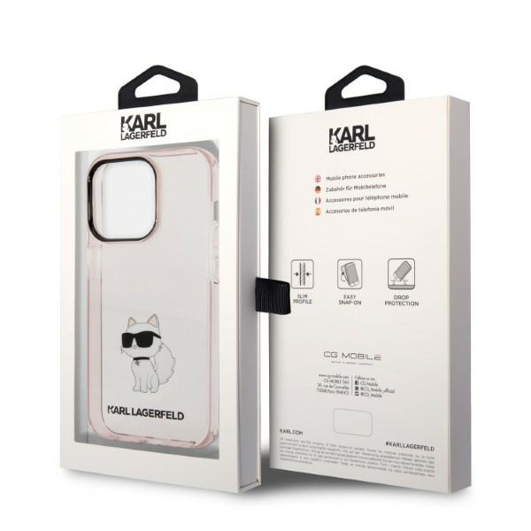Pouzdro Karl Lagerfeld iPhone 14 Pro 6,1" růžová/růžová hardcase Ikonik Choupette