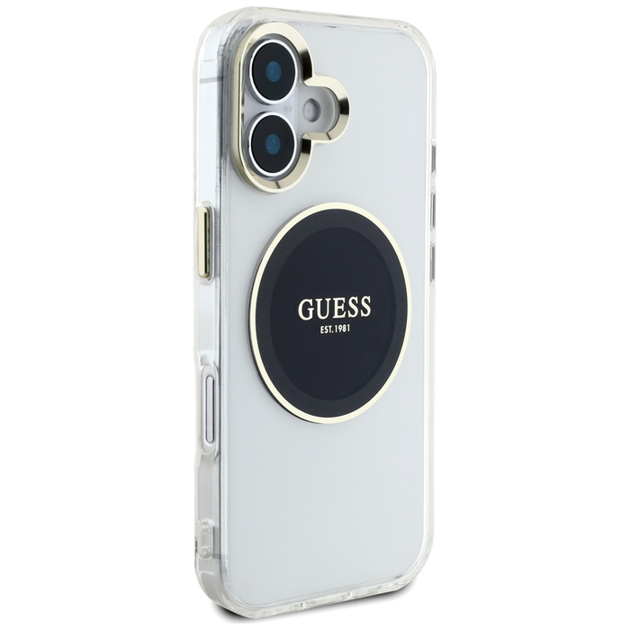 Etui Guess IML Metal Colored Circle      Classic Logo MagSafe do iPhone 16 czarny