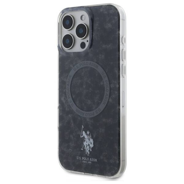 Etui US Polo iPhone 16 Pro 6.3" czarny/black IML Ring MagSafe