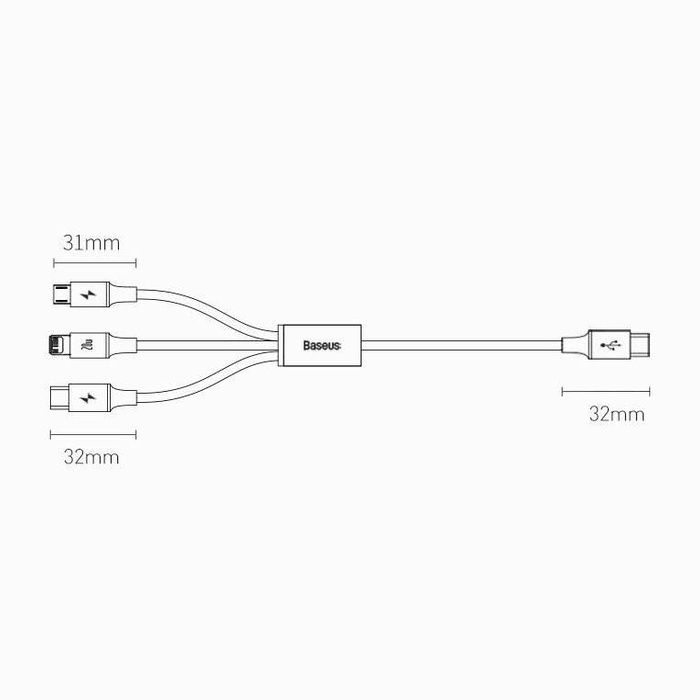Baseus Rapid 3in1 USB Typ C - USB Typ C / Lightning / Micro USB Kabel 20 W 1,5 m grün (CAMLT-SC06)