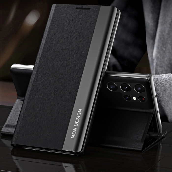 Sleep Case Pro Hülle für Samsung Galaxy S25 Ultra mit Klappe und Ständer – Schwarz