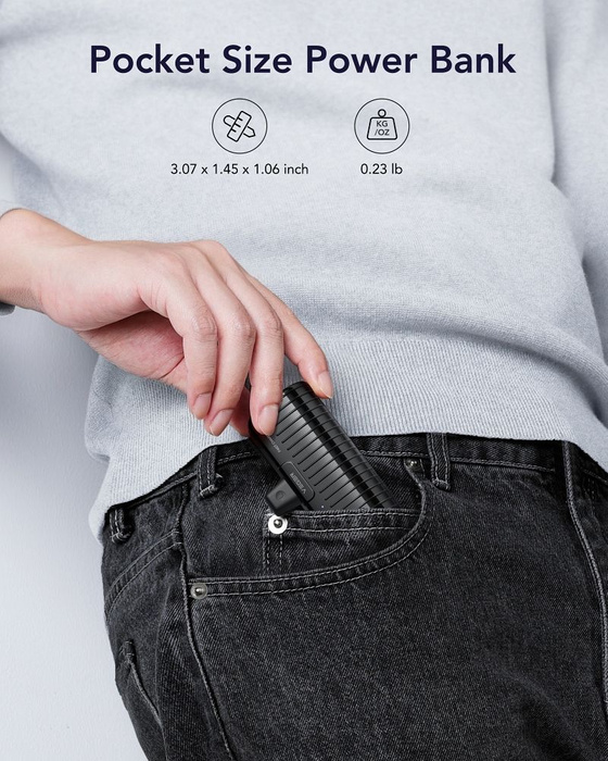 Powerbank Veger PlugOn (W0558P) PD QC3.0 2,4A 20W 5000 mAh z wbudowanym złączem Lightning czarny