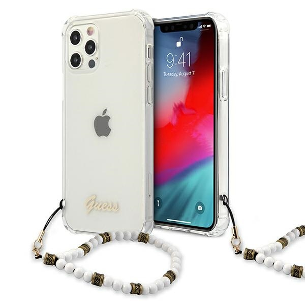 GUESS Case Apple iPhone 12 Pro Max White Pearl Clear Hardcase