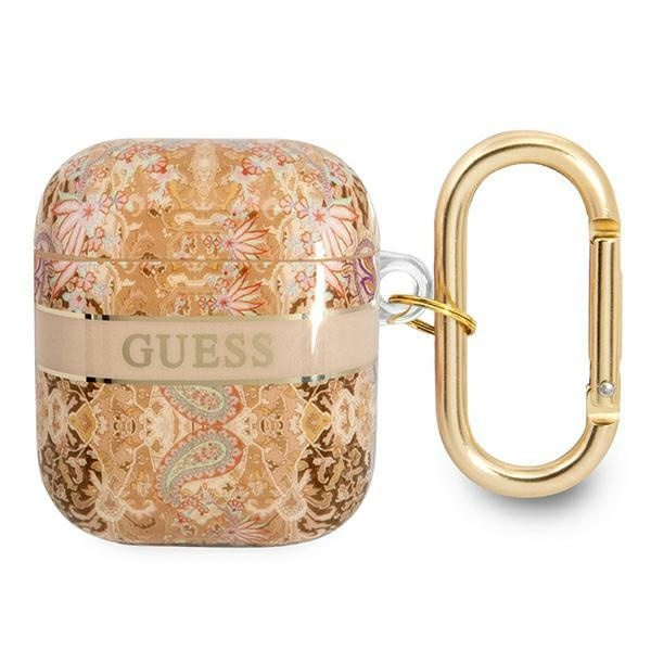 Hülle GUESS Apple AirPods Abdeckung Paisley Riemen Sammlung Gold Case