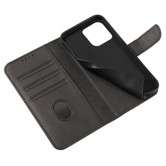 Magnet Case Hülle für Xiaomi 12T Pro / Xiaomi 12T Hülle mit Flip Wallet Ständer schwarz