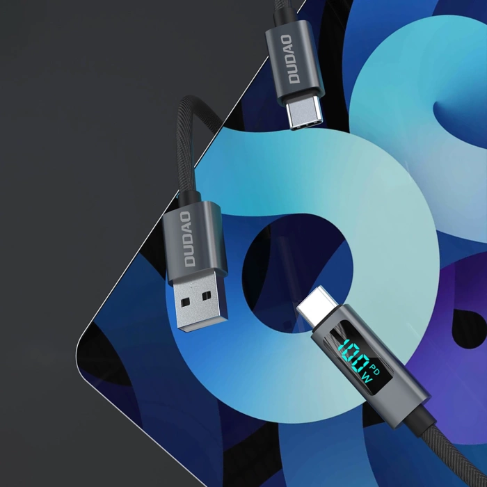 Dudao L7C USB-C - USB-C 100W Kabel mit LED-Anzeige 1m - Schwarz