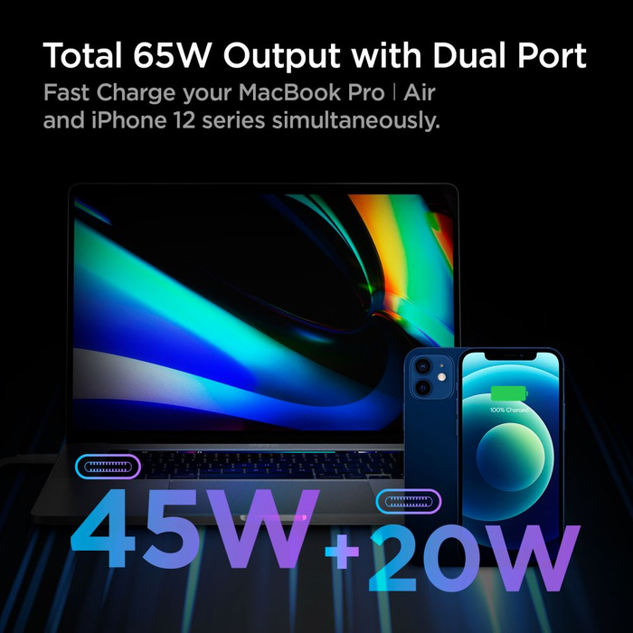 SPIGEN PE2007EU POWERARC 2-PORT NETZWERK-LADEGERÄT PD60W/QC3.0 WEISS