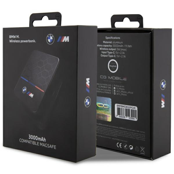 BMW Inductive Powerbank BMPBMS3K22PGVK 5W 3000mAh + câble noir/noir M Collection MagSafe