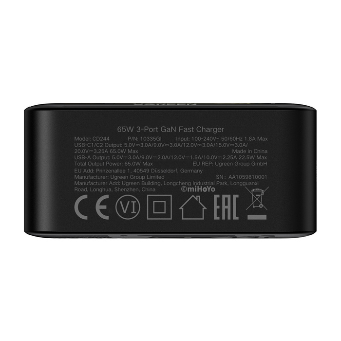 Charger networking Ugreen CD244 Genshin Impact Series, 65W, GaN, USB + 2x USB-C