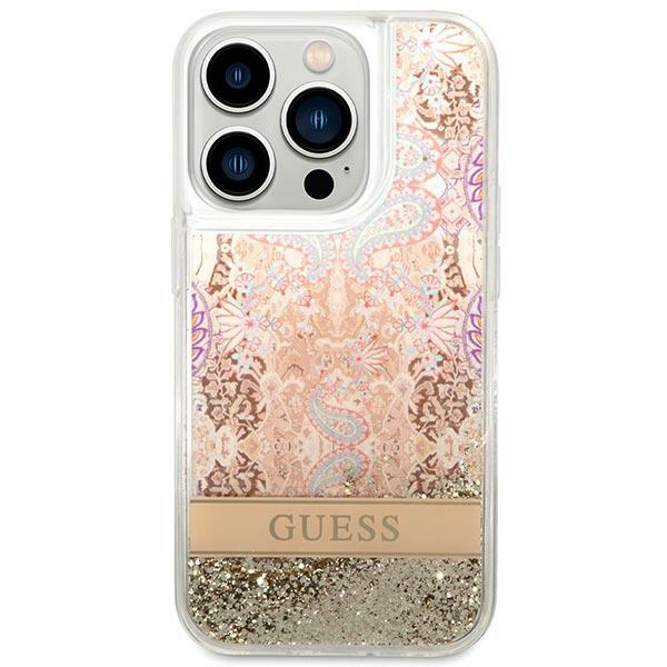 Case Guess GUHCP14XLFLSD iPhone 14 Pro Max 6.7" gold/gold hardcase Paisley Liquid Glitter