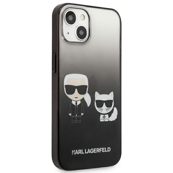 Hülle KARL LAGERFELD Apple iPhone 13 Mini Gradient Iconic Karl & Choupette Schwarz Hartcase