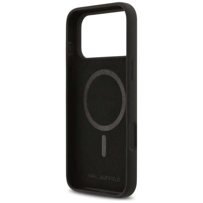 Etui Karl Lagerfeld Silicone Heart Sign  Logo MagSafe do iPhone 17 Pro Max czarny