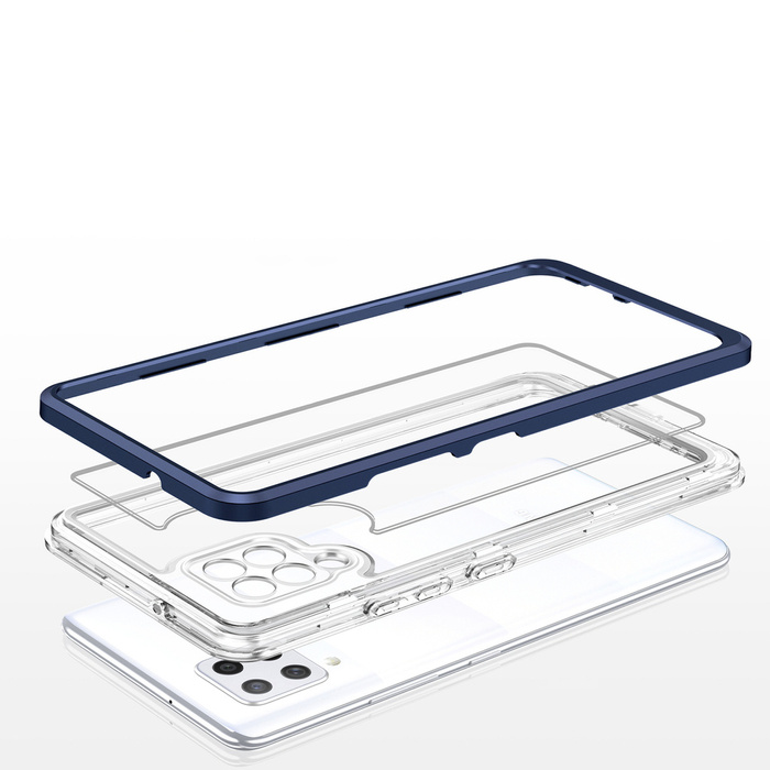 Funda transparente 3 en 1 para Samsung Galaxy A42 5G Frame Gel Cover Azul