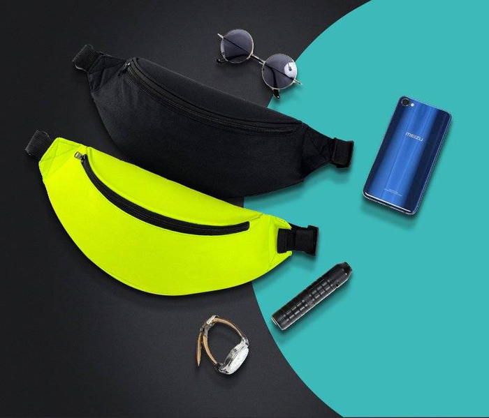 Bauchtasche Joggingtasche Gürteltasche Sporttasche Lauftasche für Schlüssel Brieftasche Dokumente schwarz