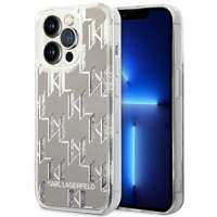 Case KARL LAGERFELD Apple iPhone 14 Pro Max Liquid Glitter Monogram Silver Hardcase