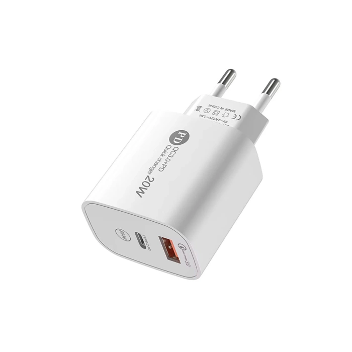 A6MaxL 20W USB-A USB-C wall charger with USB-C - USB-C 1m cable - white