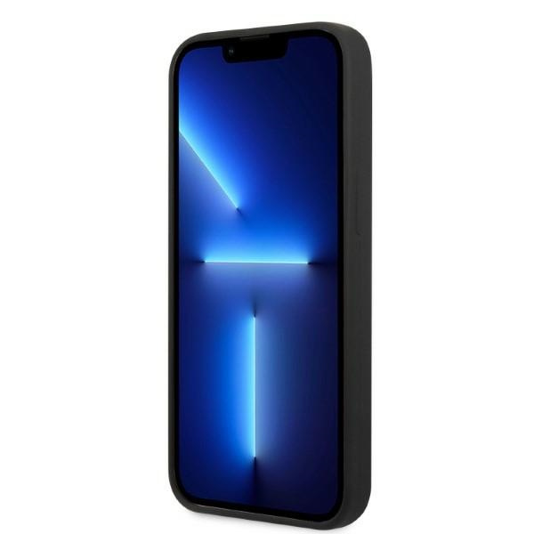 Hülle GUESS Apple iPhone 13 Pro Max Silikon Logo Platte MagSafe Schwarz Hartcase