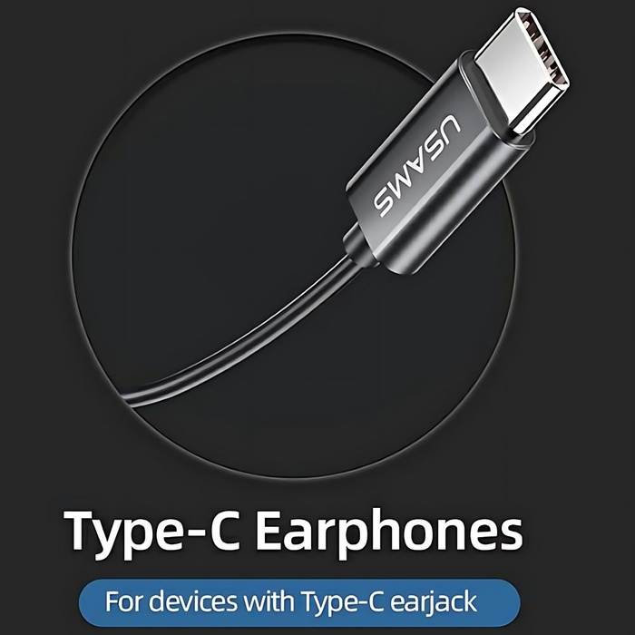 USAMS Kopfhörer EP-46 USB-C schwarz/schwarz 1,2m HSEP4603