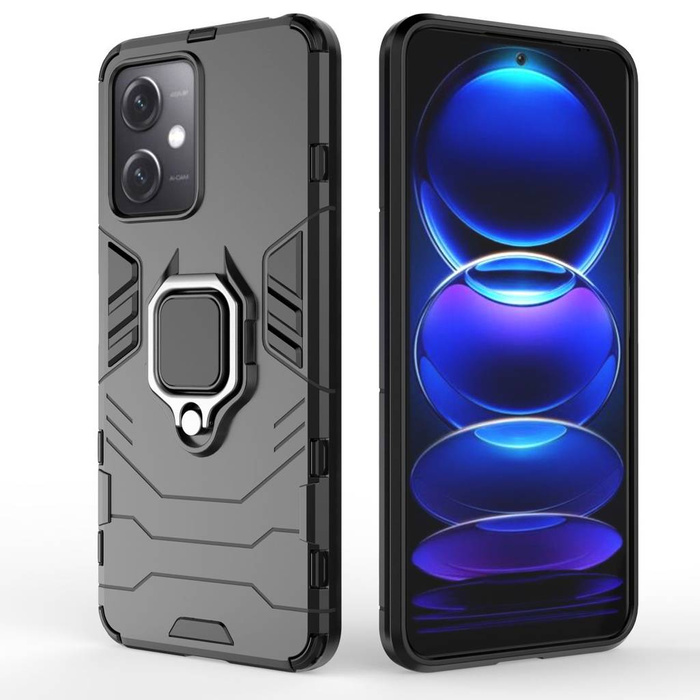 Ring Armor Case für Xiaomi Redmi Note 12 5G / Poco X5 5G Armor Cover Magnethalter Ring Schwarz