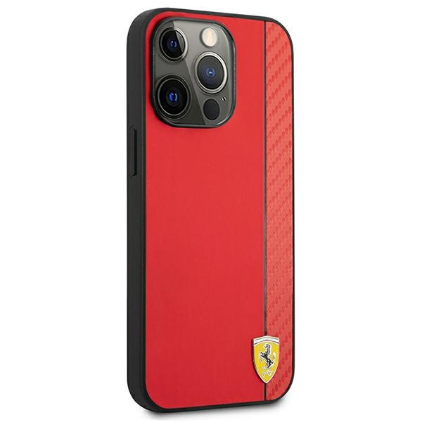 Pouzdro FERRARI Apple iPhone 13 Pro Max On Track Carbon Stripe Red Hardcase