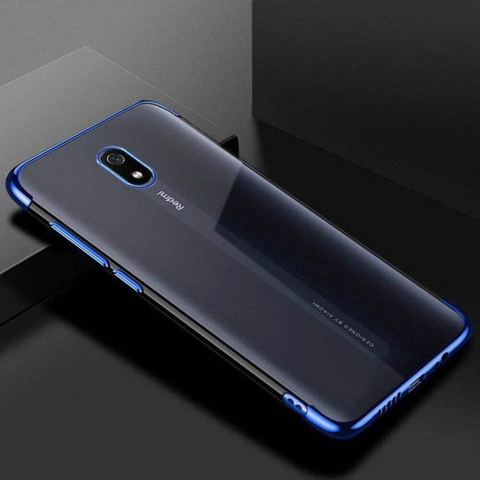 Čirá barva case gelový kryt pouzdro s kovovým okrajem Xiaomi Redmi 8A modrý