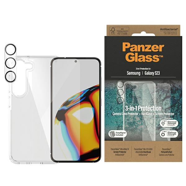 PanzerGlass Bundle 3v1 Sam S23 S911 Hardcase + Screen Protector + Camera Lens 0433+7315