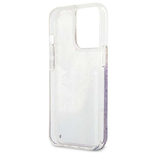 Case GUESS Apple iPhone 13 13 Pro Flower Liquid Glitter Purple Hardcase
