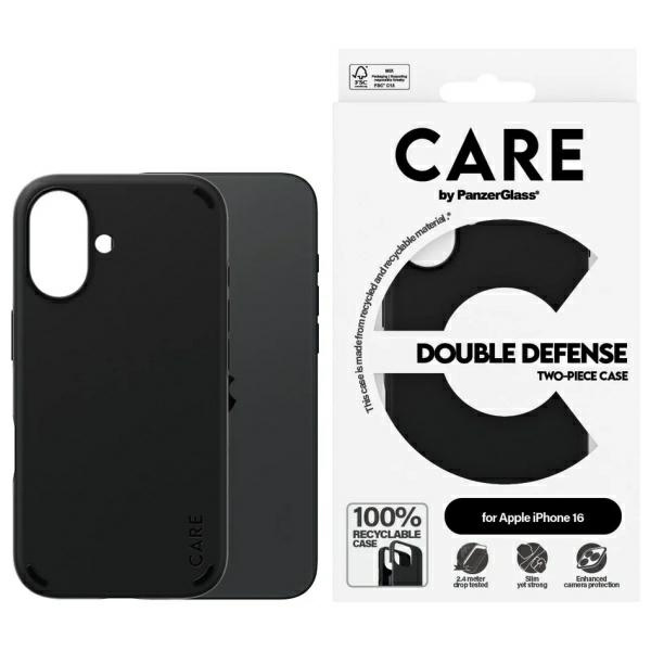 Etui CARE by PanzerGlass Feature Double  Defense Case iPhone 16 6.1" czarny/black 1333