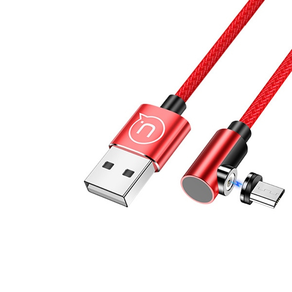 Cavo USAMS magnetico angolare MicroUSB 1m rosso