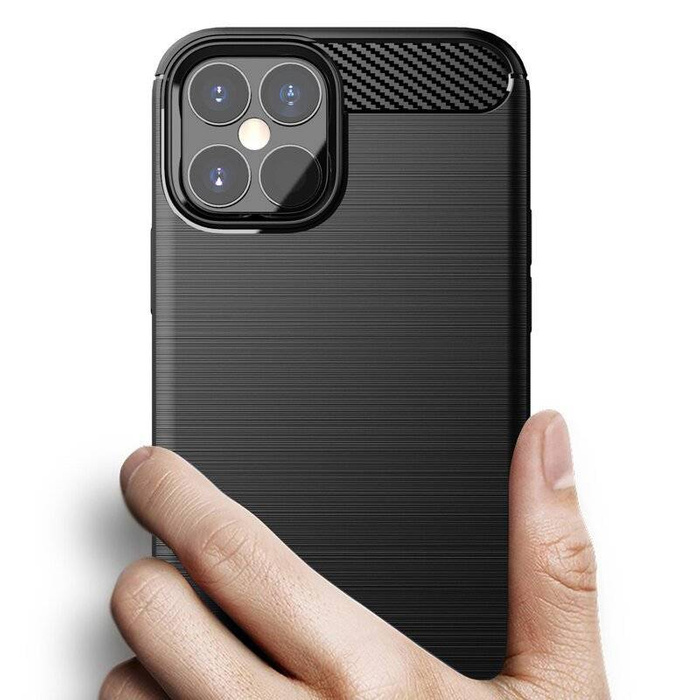 Carbon Case Cover flessibile per iPhone 12 mini nera