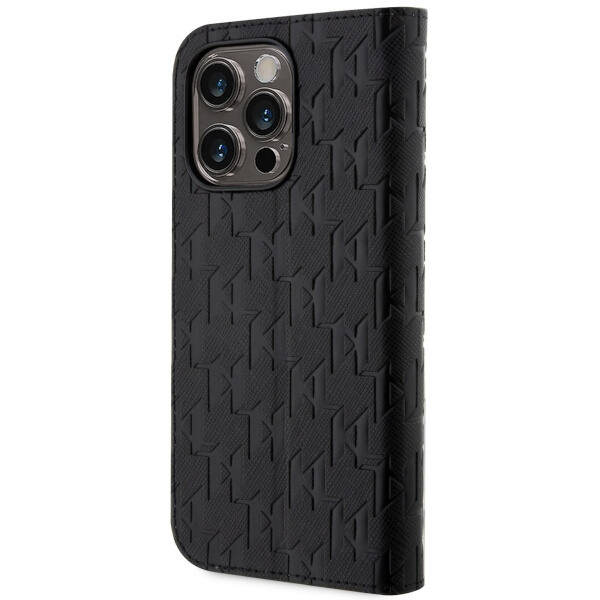 Hülle Karl Lagerfeld KLBKP14LSAKLHPK iPhone 14 Pro 6.1" bookcase schwarz/schwarz Saffiano Monogram Case
