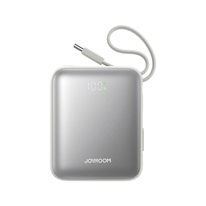 Powerbank Joyroom JR-PBF27 10000mAh 22.5W z wbudowanymi kablami USB-C i Lightning - biały