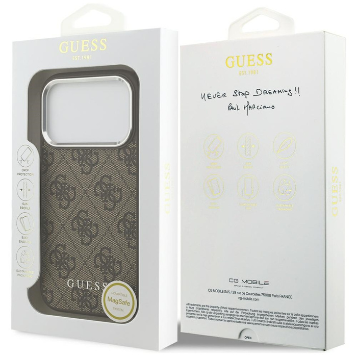 Etui Guess 4G Classic Logo MagSafe do    iPhone 17 Pro Max brązowy