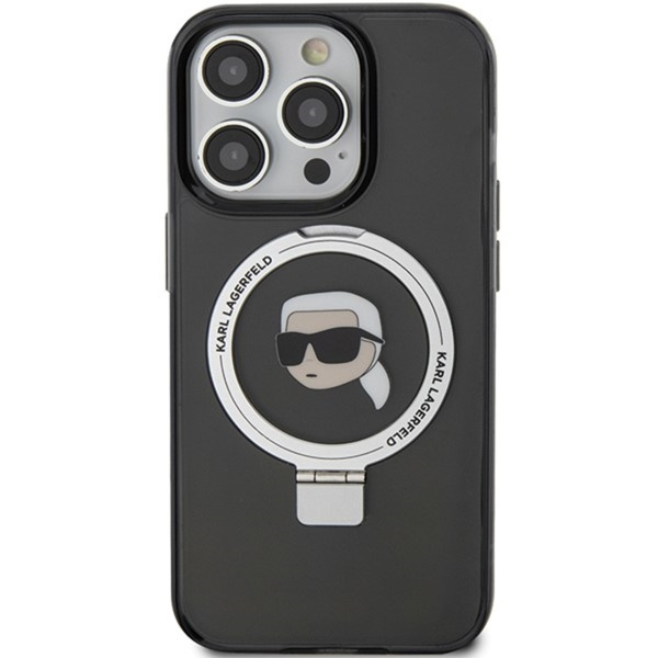 Funda Karl Lagerfeld KLHMP15LHMRSKHK iPhone 15 Pro 6,1" negro/negro durocase Soporte de anillo Karl Head MagSafe Case