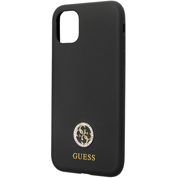 Case Guess GUHCN614DGPK iPhone 11 / Xr 6.1" black/black hardcase Silicone Logo Strass 4G Case