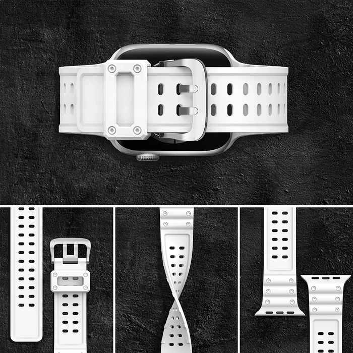 Bracelet Bracelet Triple Protection pour Apple Watch SE, 8, 7, 6, 5, 4, 3, 2, 1 (41, 40, 38 mm) bracelet blanc