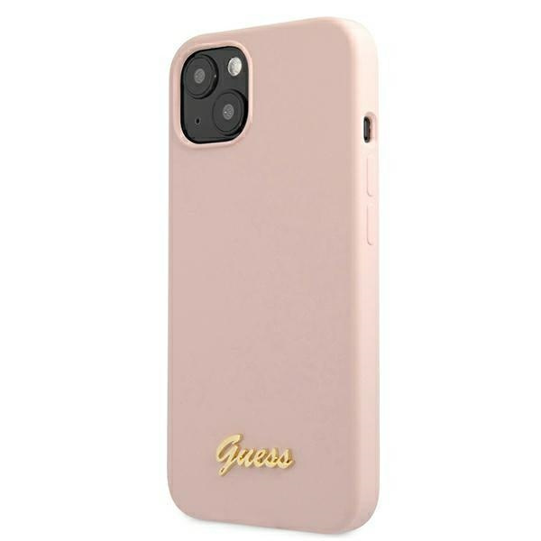 Coque GUESS Apple iPhone 13 Silicone Script Logo Or MagSafe Rose Durcase