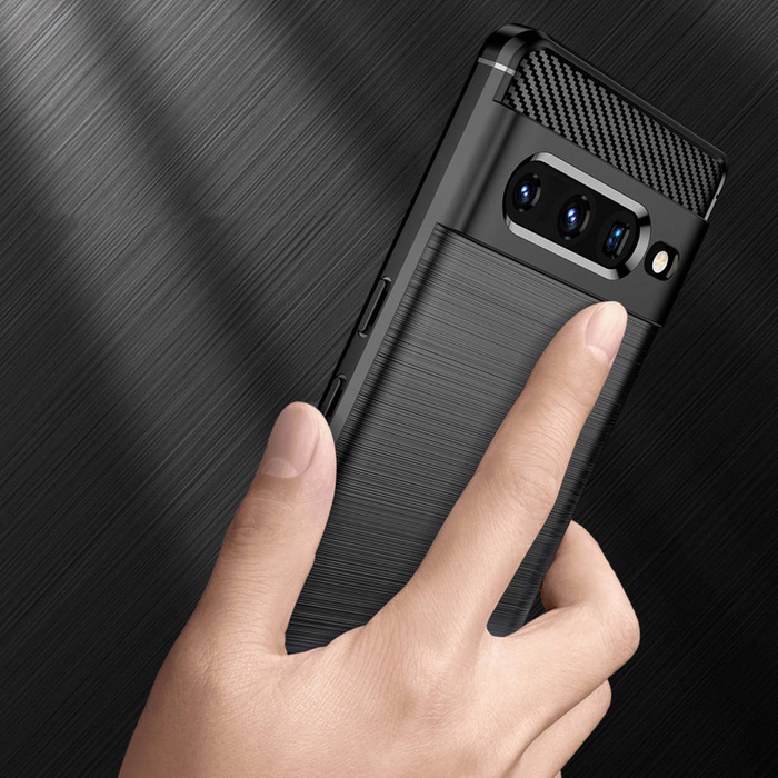 Carbon Case flexible hülle Abdeckung Google Pixel 7 Pro schwarz