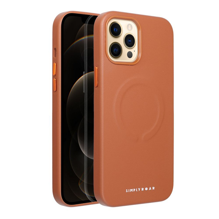 ROAR futerał LEATHER MAG kompatybilny z MagSafe do IPHONE 12 Pro Max Brązowy