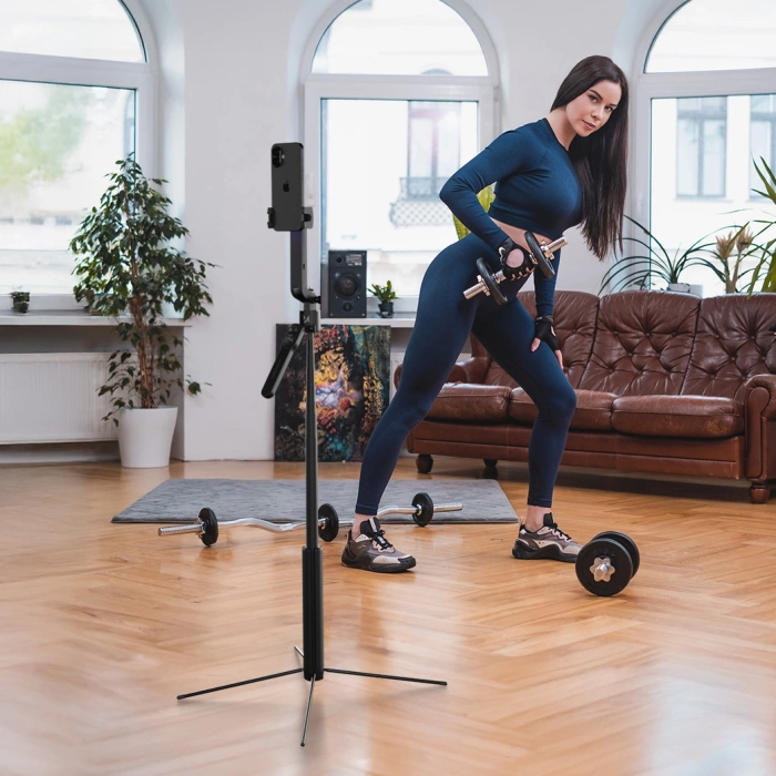 Wozinsky WST-360YS Selfie-Stick mit Stativfunktion mit 360° AI Auto Face Tracking Gestensteuerung - Schwarz