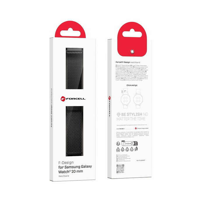 Pasek do Samsung Galaxy Watch Forcell F-Design FS10 magnetyczny stal 20 mm czarny